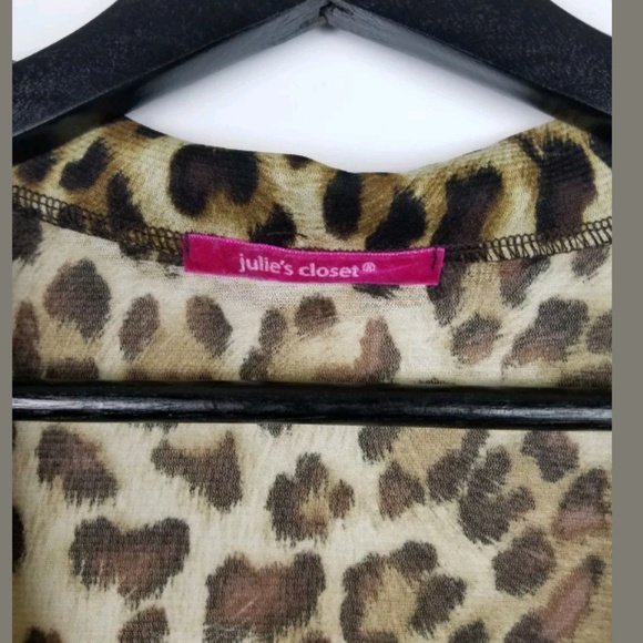 Julies Closet Leopard Top Semi Sheer Button Down - Picture 3 of 4